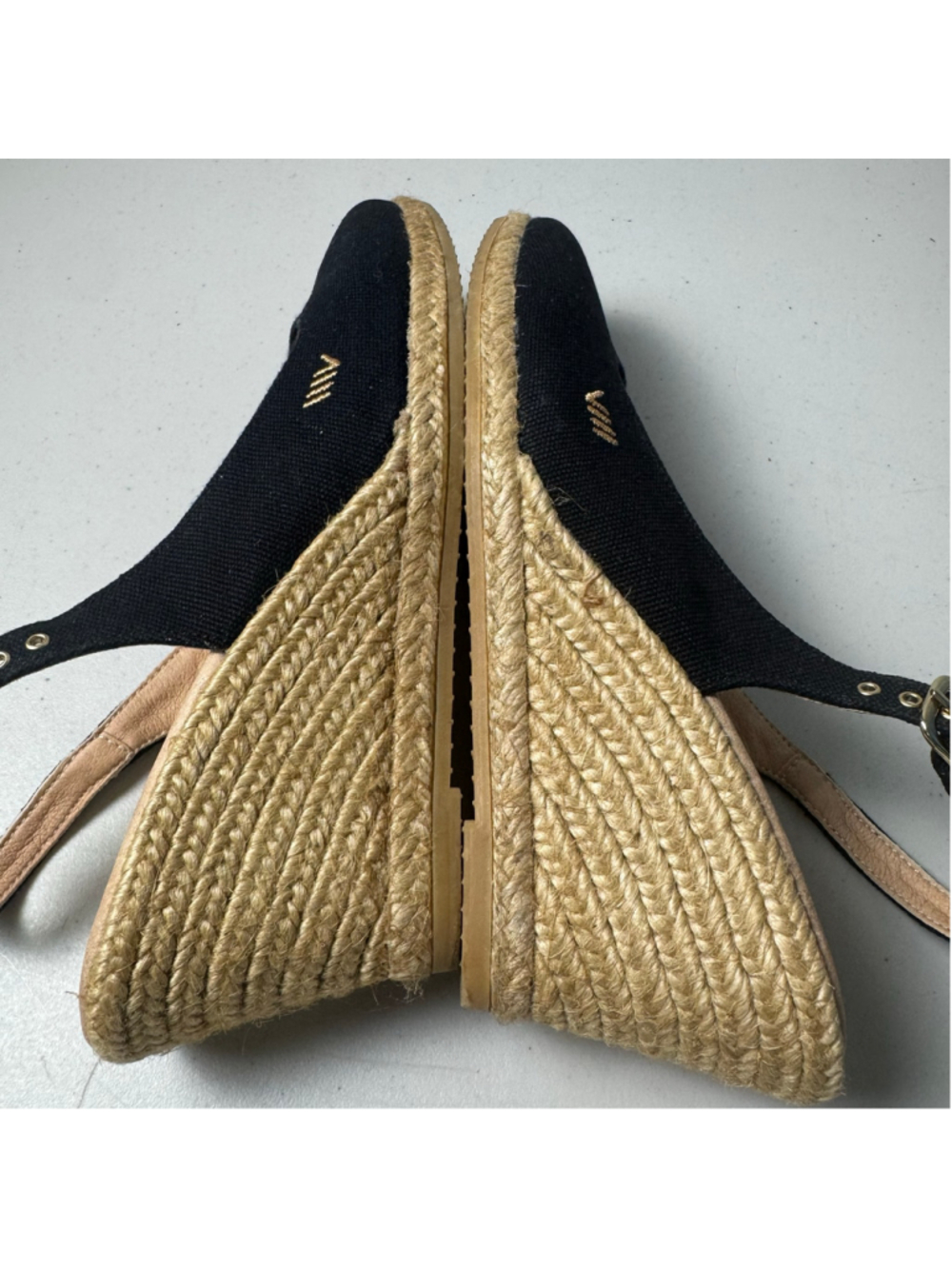Women's Viscata Palomera Espadrille Wedge Sandals Size EU 37/US 6.5 Black Beige - Picture 7 of 13